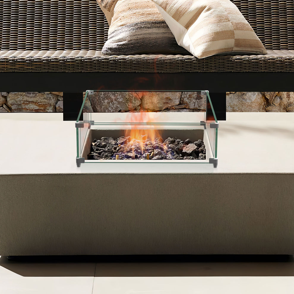 20" Square Glass Fire Pit Flame Guard By Homeroots | FIRE PITS | Modishstore - 2