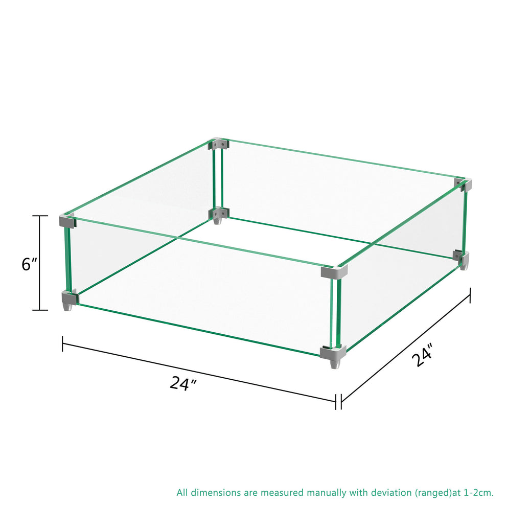 24" Square Glass Fire Pit Flame Guard By Homeroots | FIRE PITS | Modishstore - 3