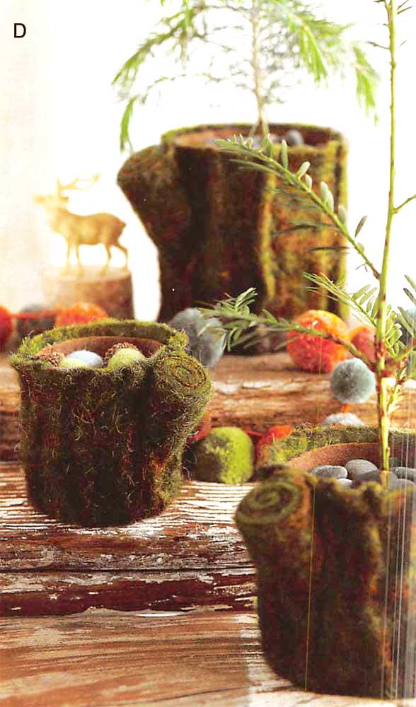 Roost Felt Tree Trunk Cachepots - Set Of 3-4