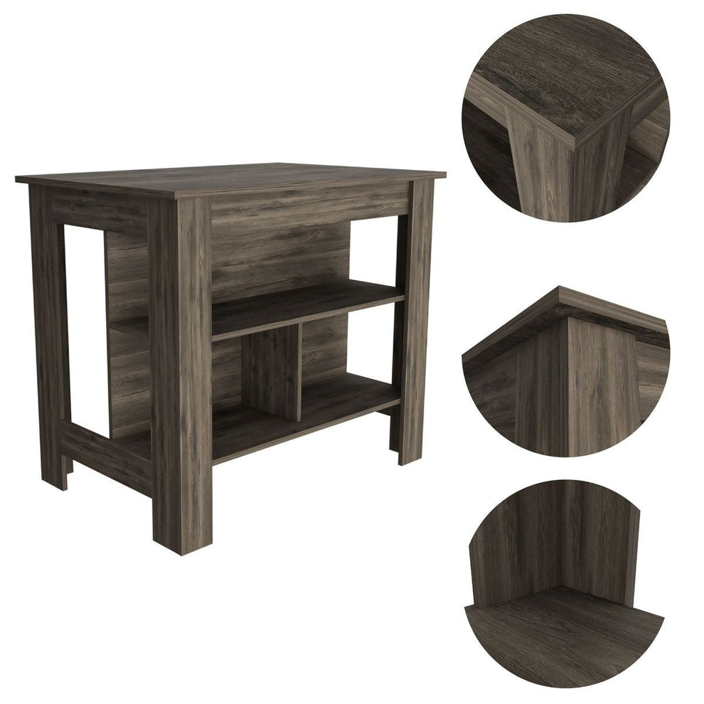 Brown Kitchen Island with Three Storage Shelves By Homeroots | Kitchen Carts | Modishstore - 3