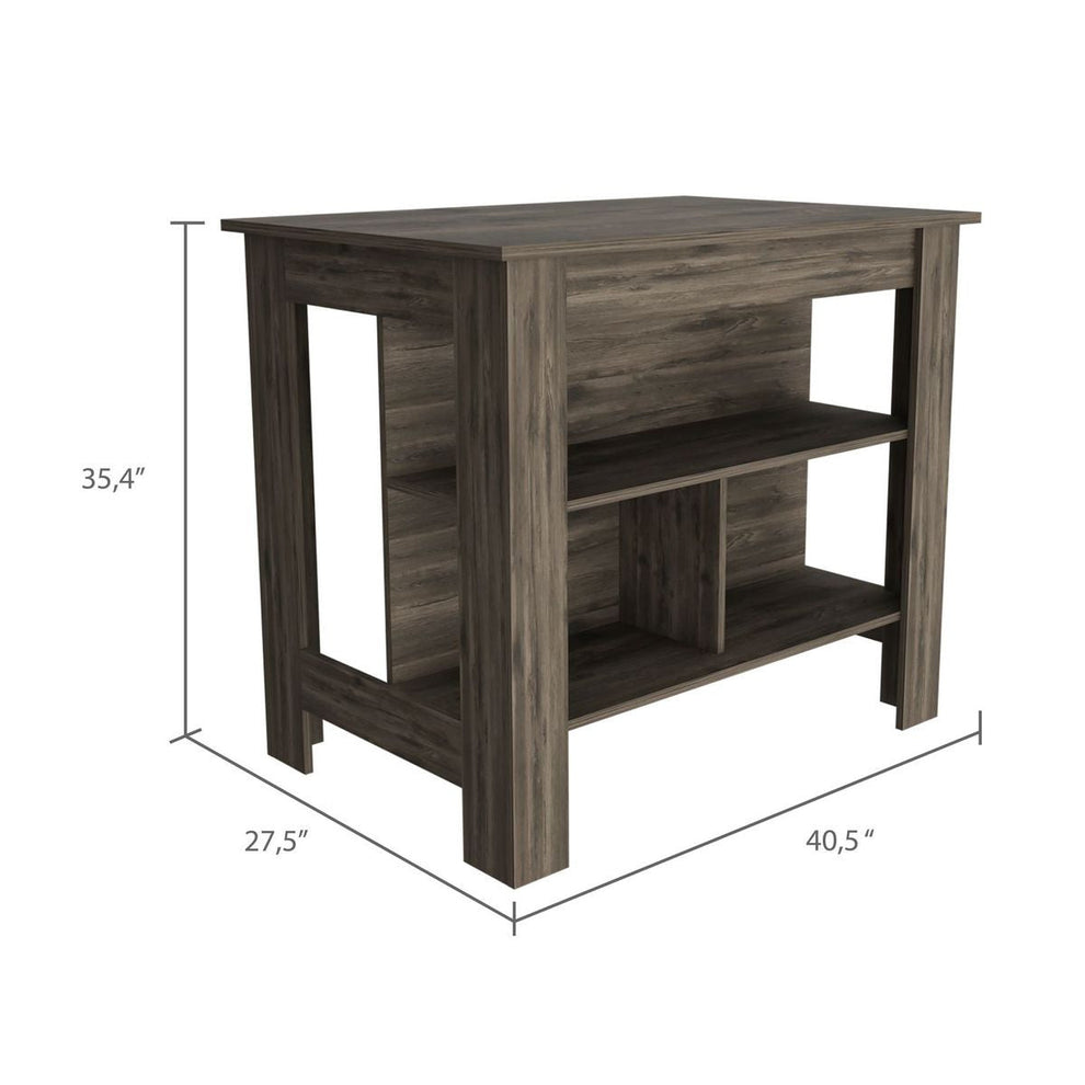 Brown Kitchen Island with Three Storage Shelves By Homeroots | Kitchen Carts | Modishstore - 4