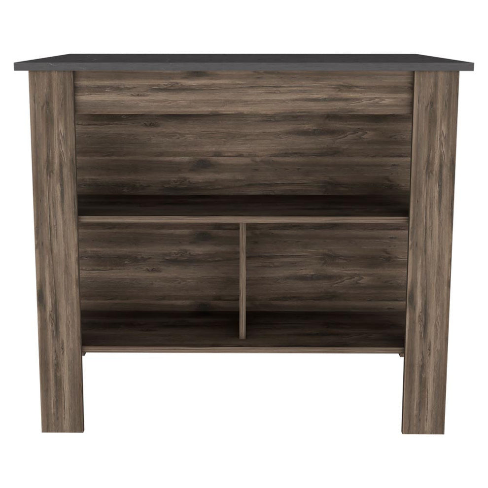 Dark Brown and Onyx Kitchen Island with Three Storage Shelves By Homeroots | Kitchen Carts | Modishstore - 4