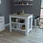 Light Oak and White Kitchen Island with Three Storage Shelves By Homeroots | Kitchen Carts | Modishstore