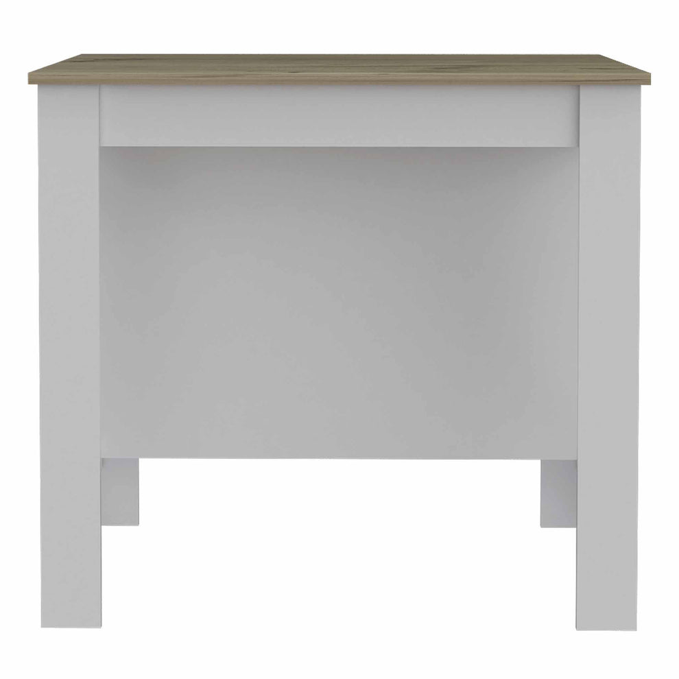 Light Oak and White Kitchen Island with Three Storage Shelves By Homeroots | Kitchen Carts | Modishstore - 2