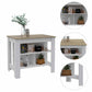 Light Oak and White Kitchen Island with Three Storage Shelves By Homeroots | Kitchen Carts | Modishstore - 4