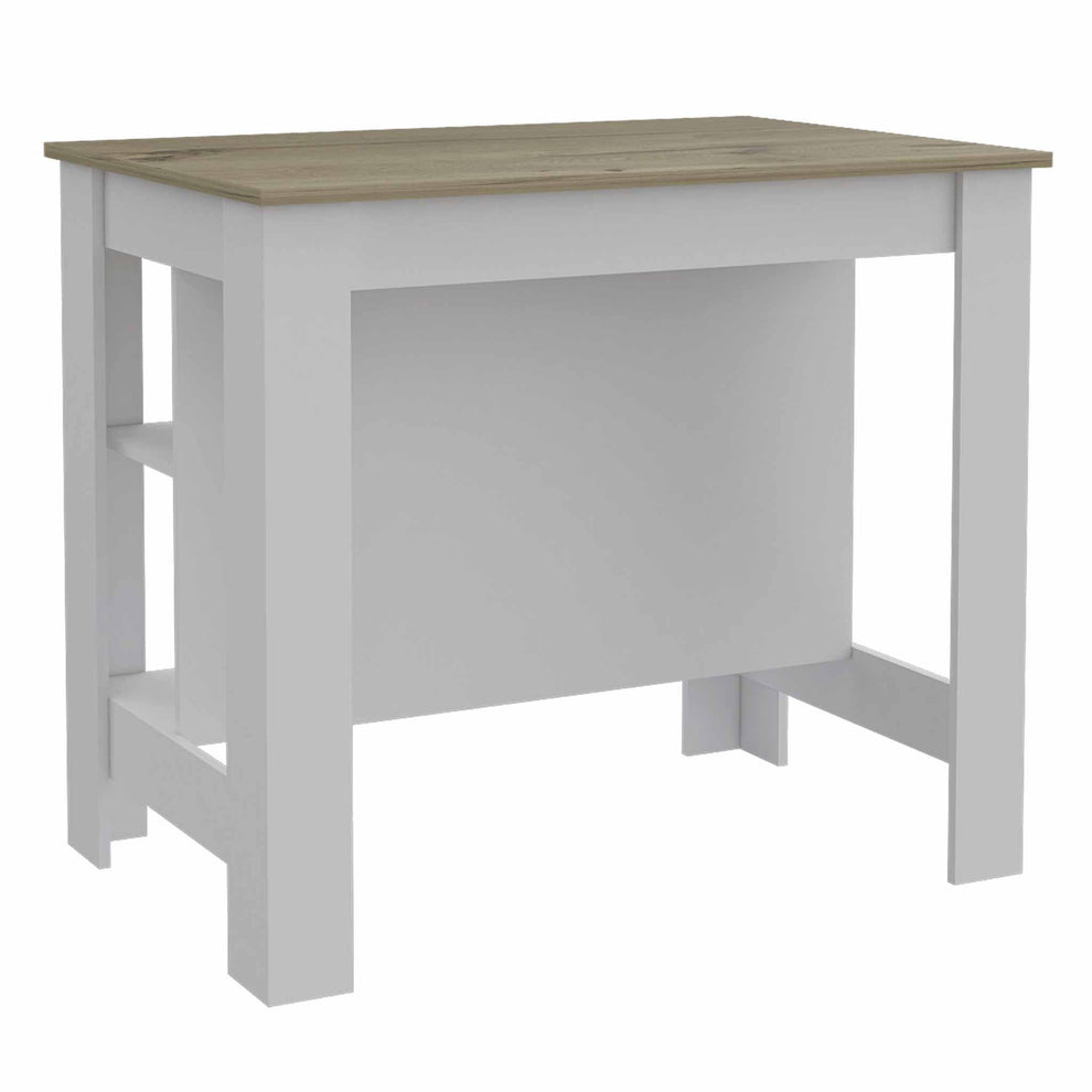 Light Oak and White Kitchen Island with Three Storage Shelves By Homeroots | Kitchen Carts | Modishstore - 6