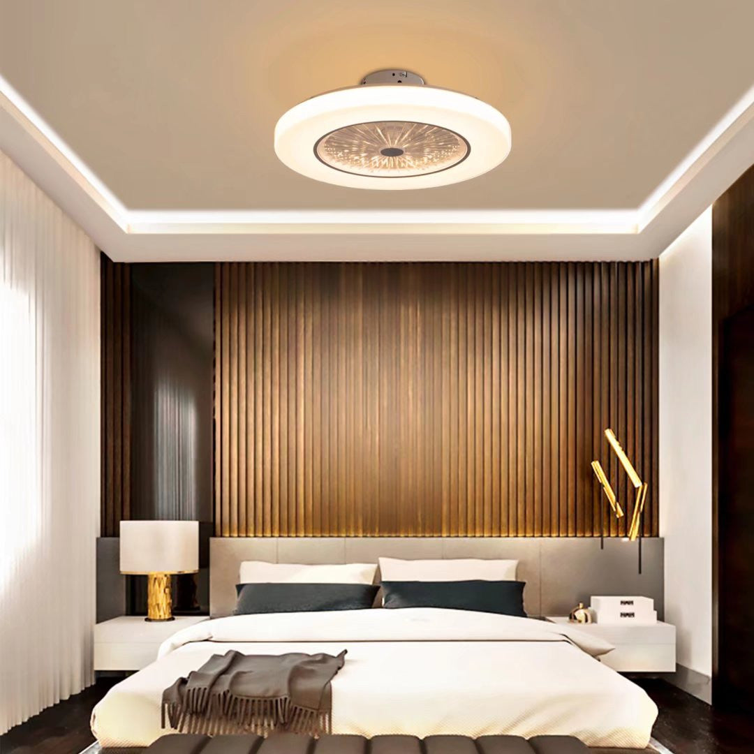 White Contemporary Acrylic Fan And Ceiling Lamp By Homeroots | Ceiling Lamps | Modishstore