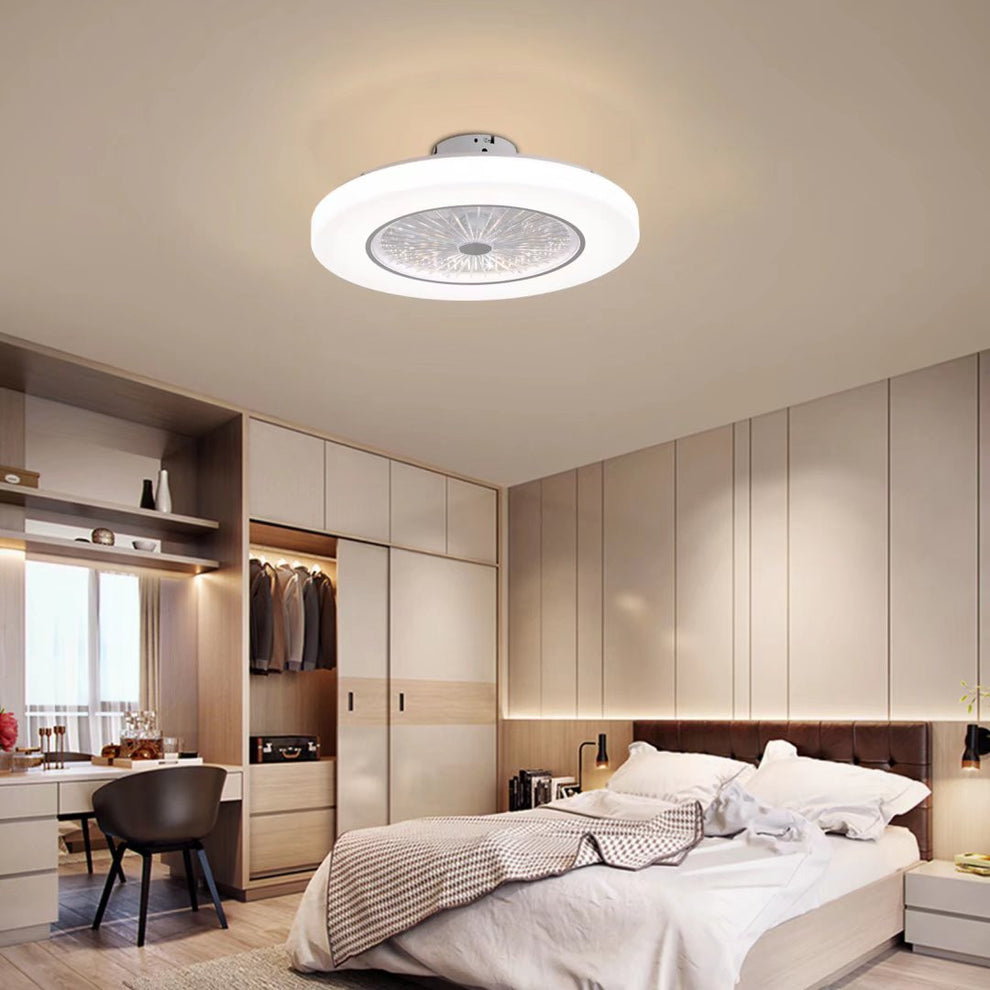 White Contemporary Acrylic Fan And Ceiling Lamp By Homeroots | Ceiling Lamps | Modishstore - 2