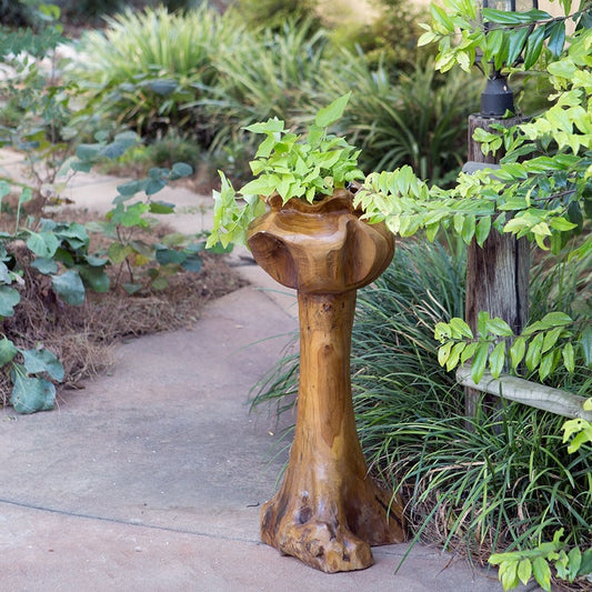 Garden Age Supply Habini Teak Standing Flower Pot | Planters, Troughs & Cachepots | Modishstore
