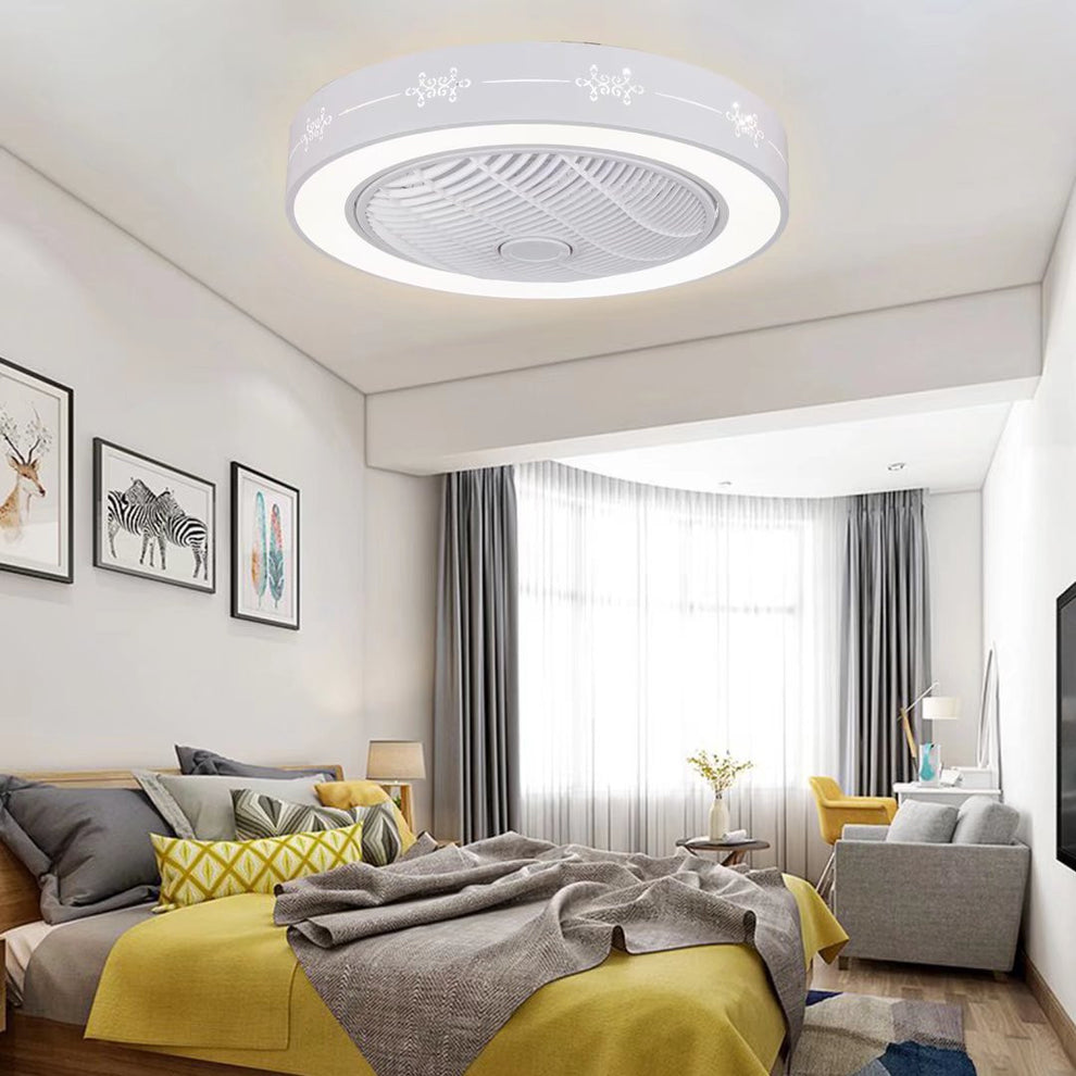 White Modern Flush LED Ceiling Fan and Light By Homeroots | Ceiling Lamps | Modishstore - 2