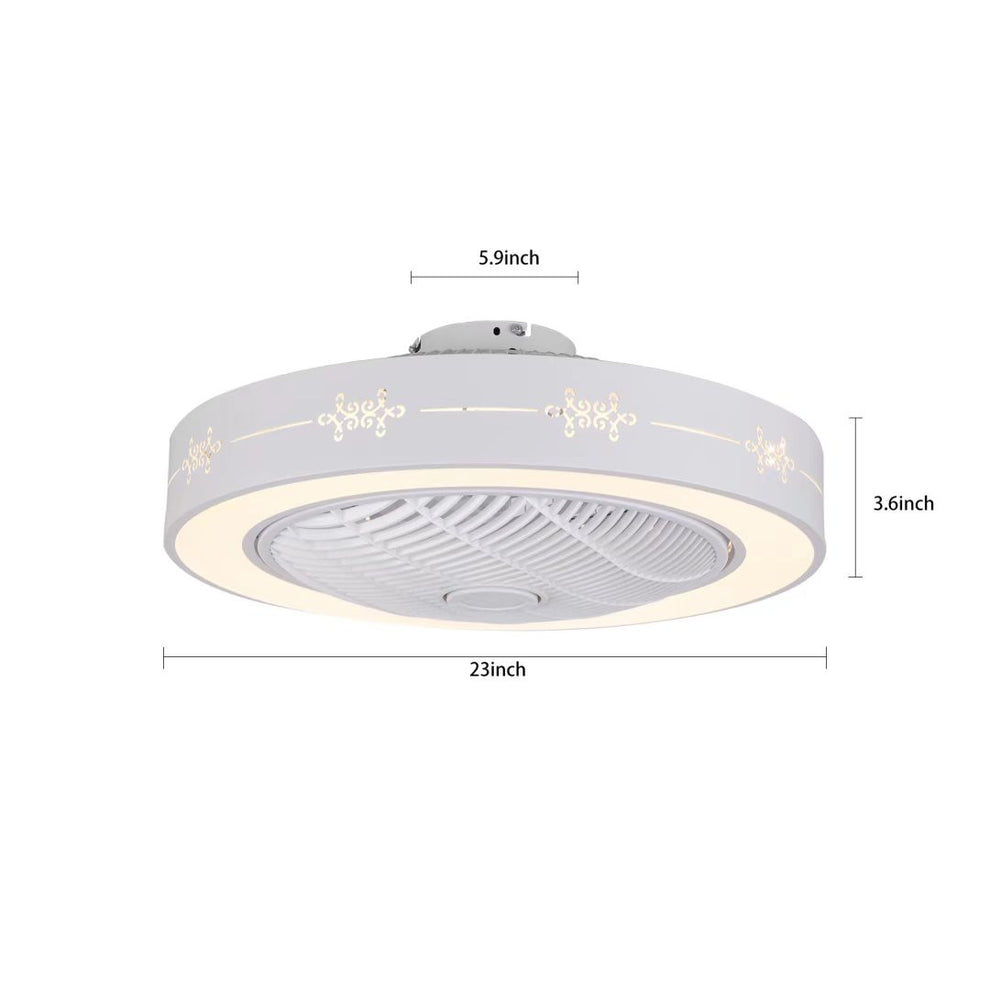 White Modern Flush LED Ceiling Fan and Light By Homeroots | Ceiling Lamps | Modishstore - 5