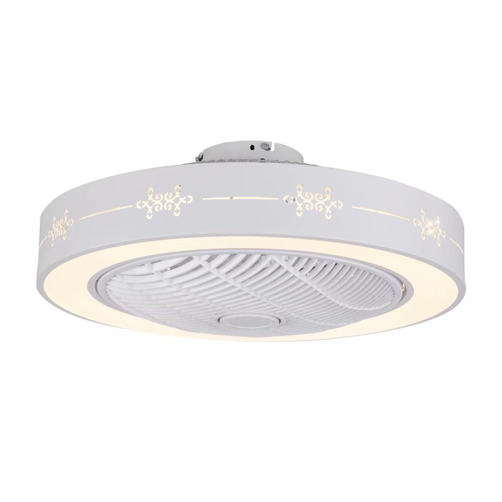 White Modern Flush LED Ceiling Fan and Light By Homeroots | Ceiling Lamps | Modishstore - 7