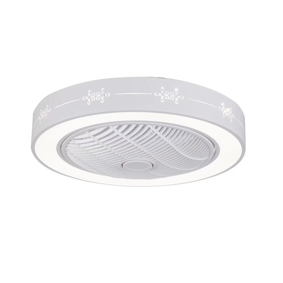 White Modern Flush LED Ceiling Fan and Light By Homeroots | Ceiling Lamps | Modishstore - 8