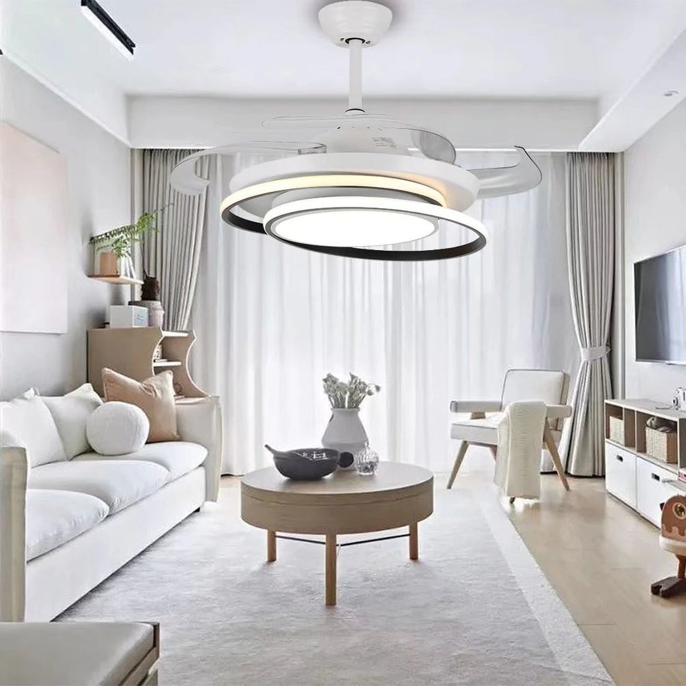 Asymmetric White Ceiling Lamp And Fan By Homeroots | Ceiling Lamps | Modishstore - 2