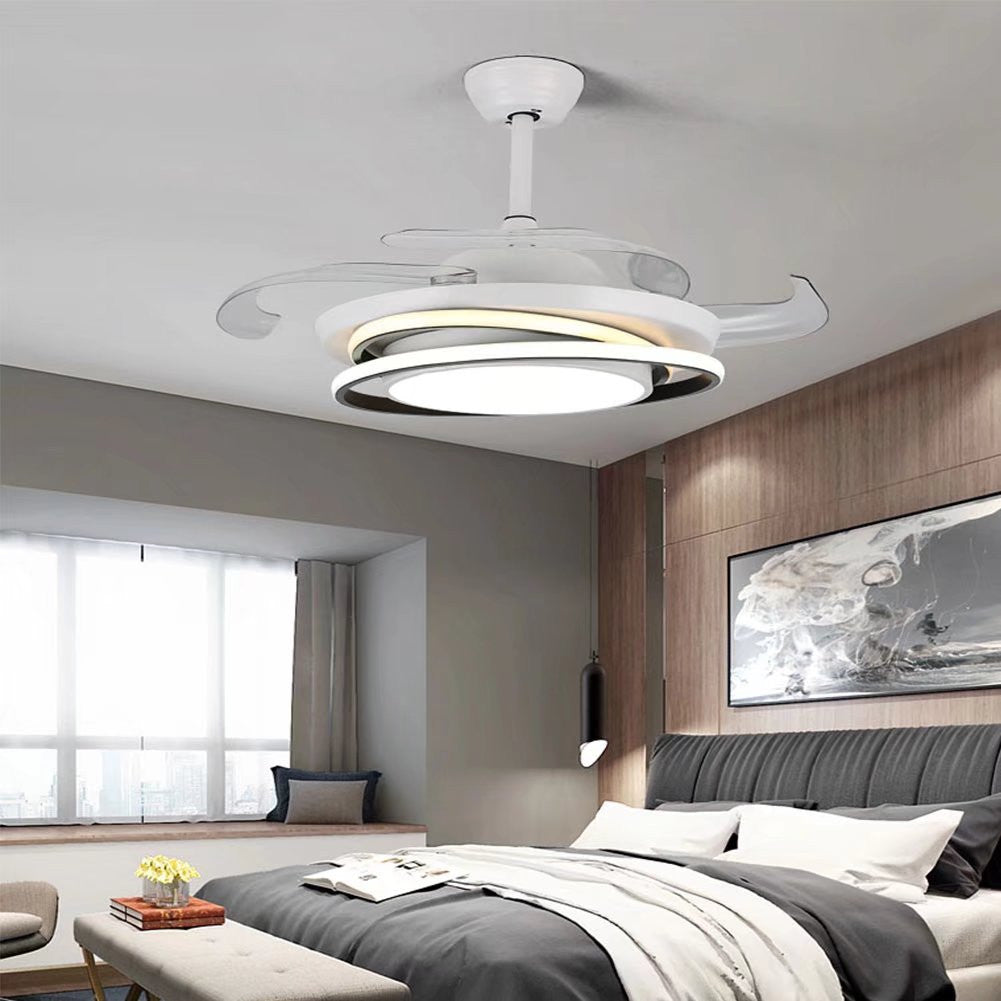 Asymmetric White Ceiling Lamp And Fan By Homeroots | Ceiling Lamps | Modishstore - 3