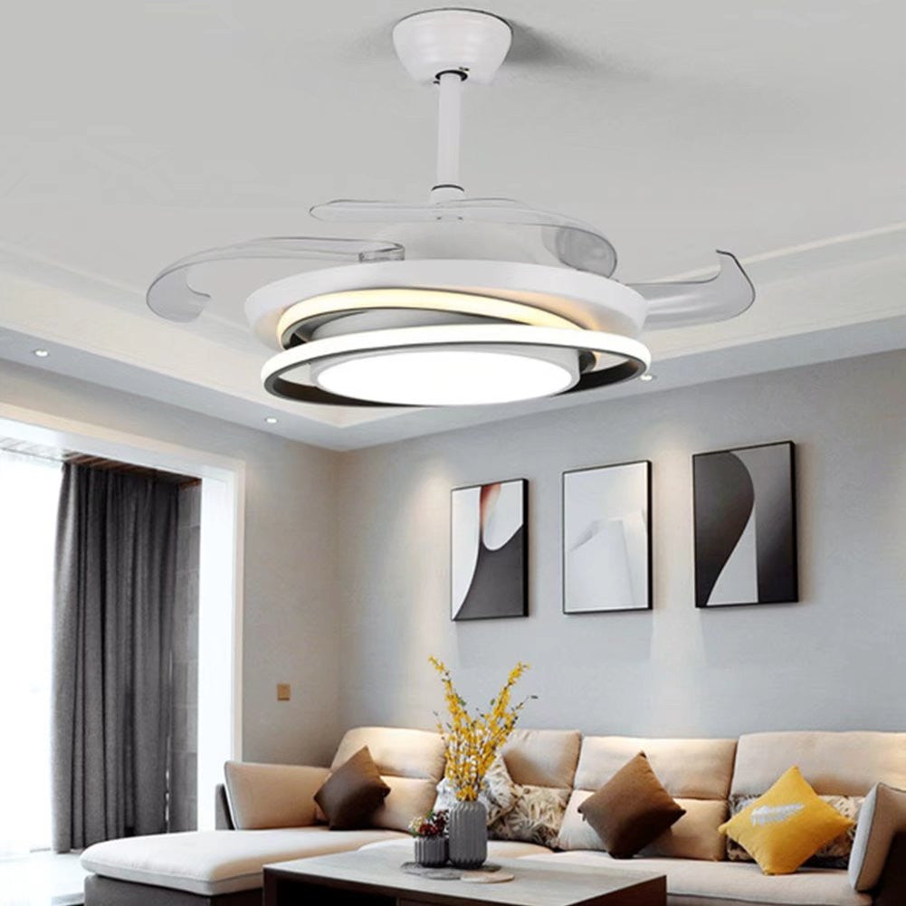 Asymmetric White Ceiling Lamp And Fan By Homeroots | Ceiling Lamps | Modishstore - 4