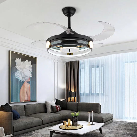 Modern Black Ceiling Lamp With Retractable Fan By Homeroots | Ceiling Lamps | Modishstore