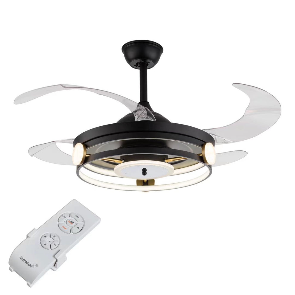 Modern Black Ceiling Lamp With Retractable Fan By Homeroots | Ceiling Lamps | Modishstore - 4