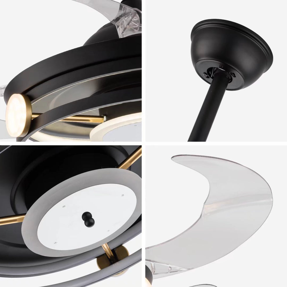 Modern Black Ceiling Lamp With Retractable Fan By Homeroots | Ceiling Lamps | Modishstore - 7