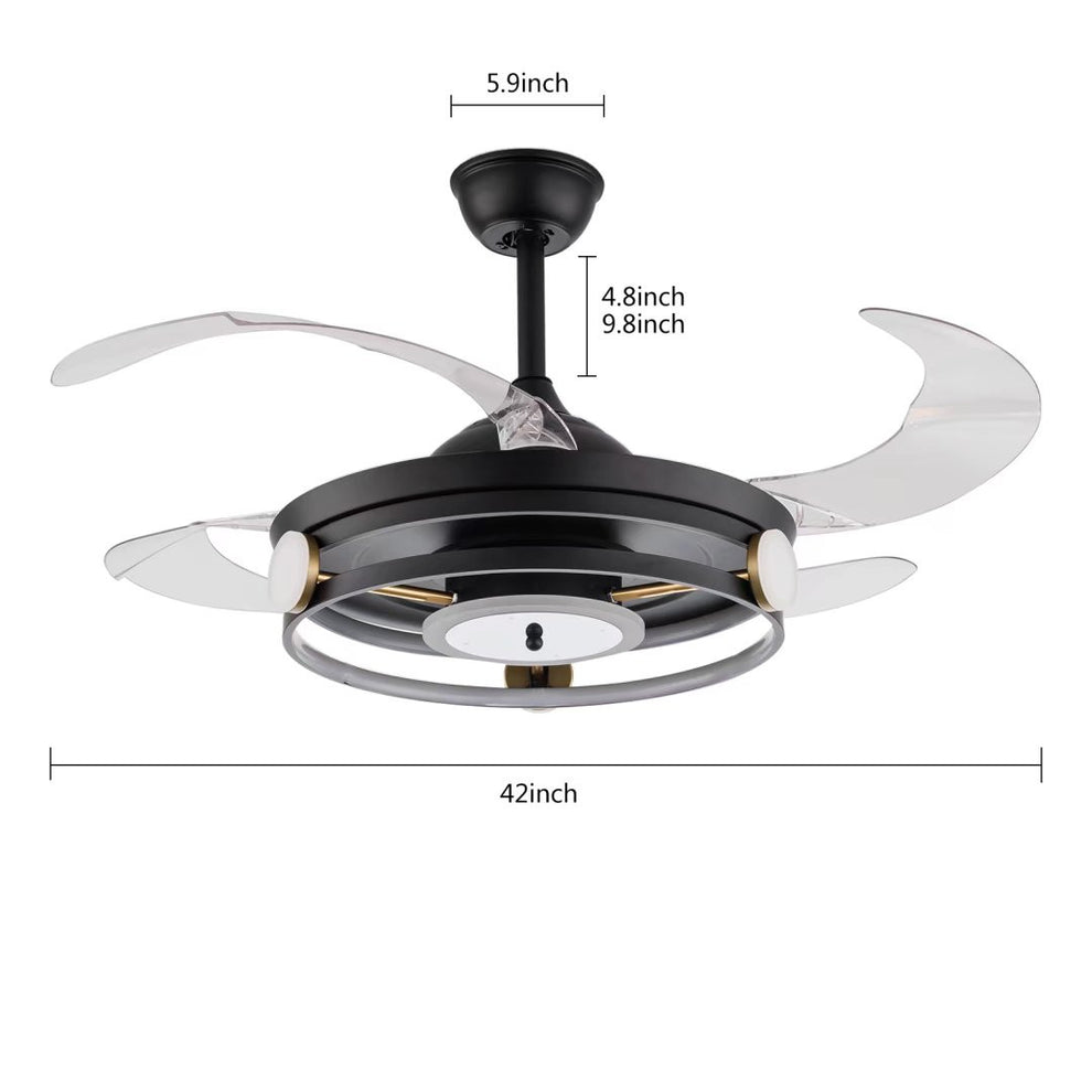 Modern Black Ceiling Lamp With Retractable Fan By Homeroots | Ceiling Lamps | Modishstore - 8