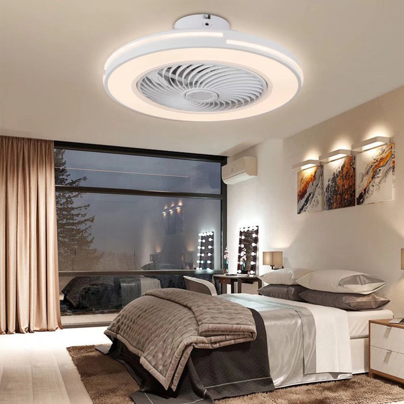 White Compact LED Fan and Light By Homeroots | Ceiling Lamps | Modishstore