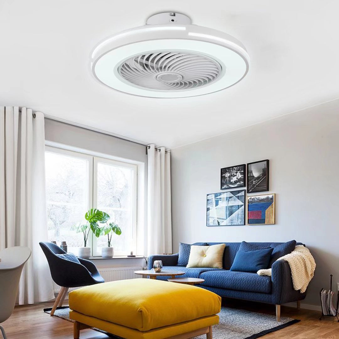 White Compact LED Fan and Light By Homeroots | Ceiling Lamps | Modishstore - 2
