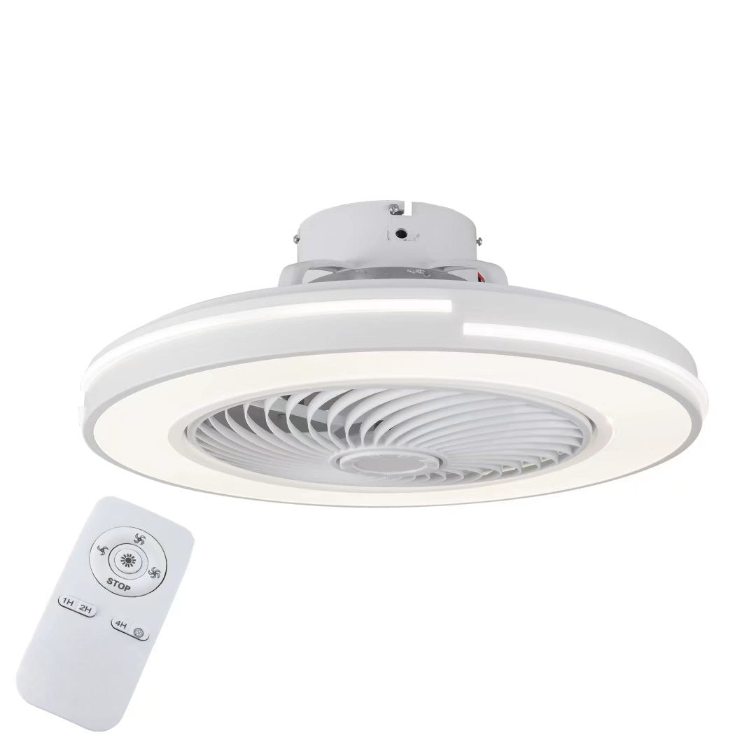 White Compact LED Fan and Light By Homeroots | Ceiling Lamps | Modishstore - 5