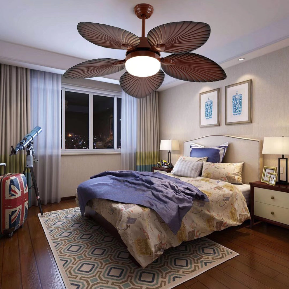 Brown Tropical Palm Metal Ceiling Lamp And Fan By Homeroots | Ceiling Lamps | Modishstore - 2