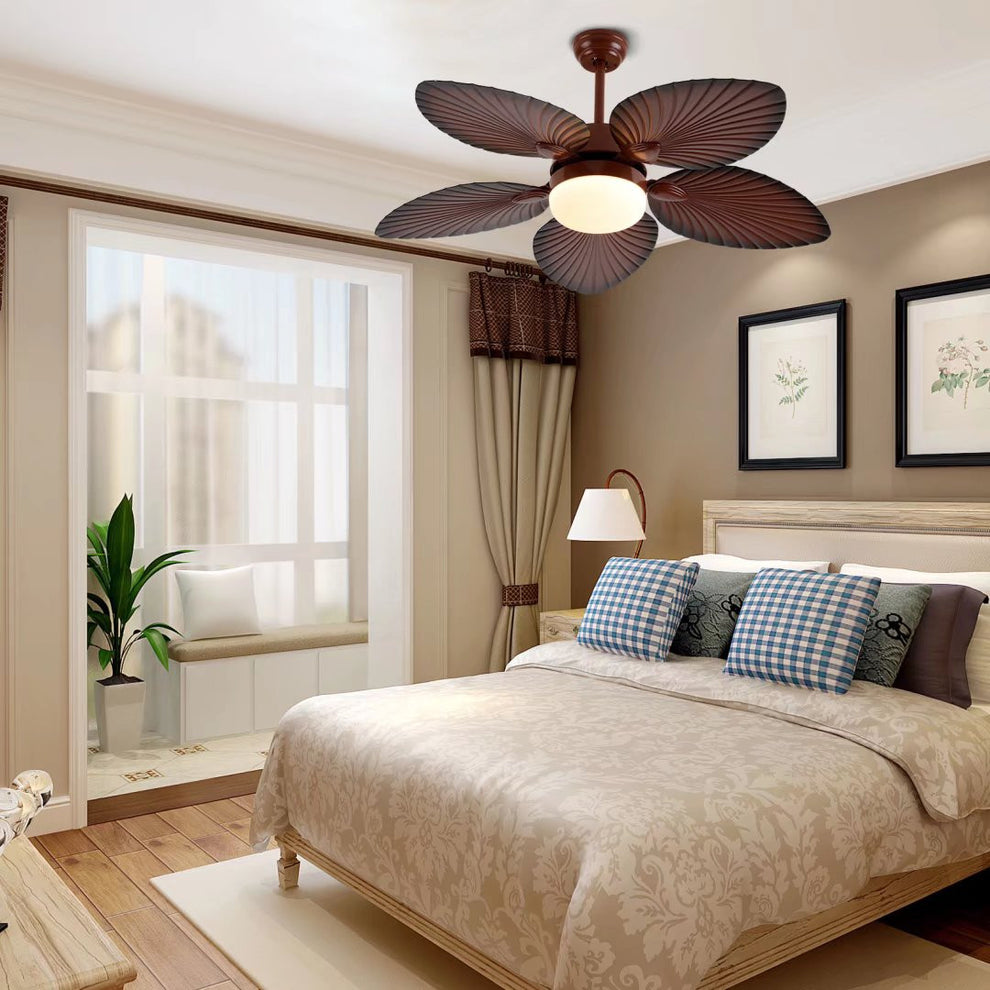 Brown Tropical Palm Metal Ceiling Lamp And Fan By Homeroots | Ceiling Lamps | Modishstore - 4