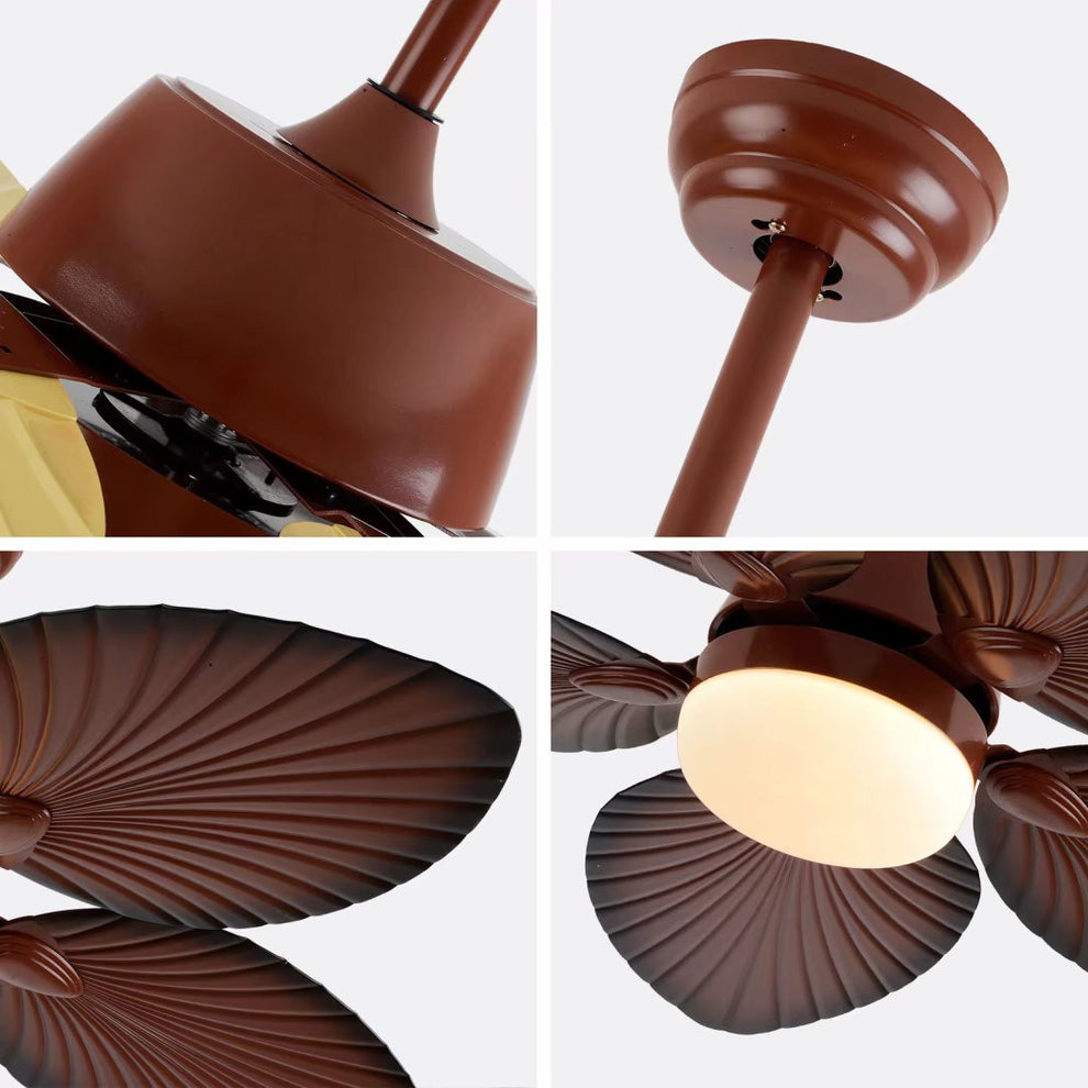 Brown Tropical Palm Metal Ceiling Lamp And Fan By Homeroots | Ceiling Lamps | Modishstore - 6