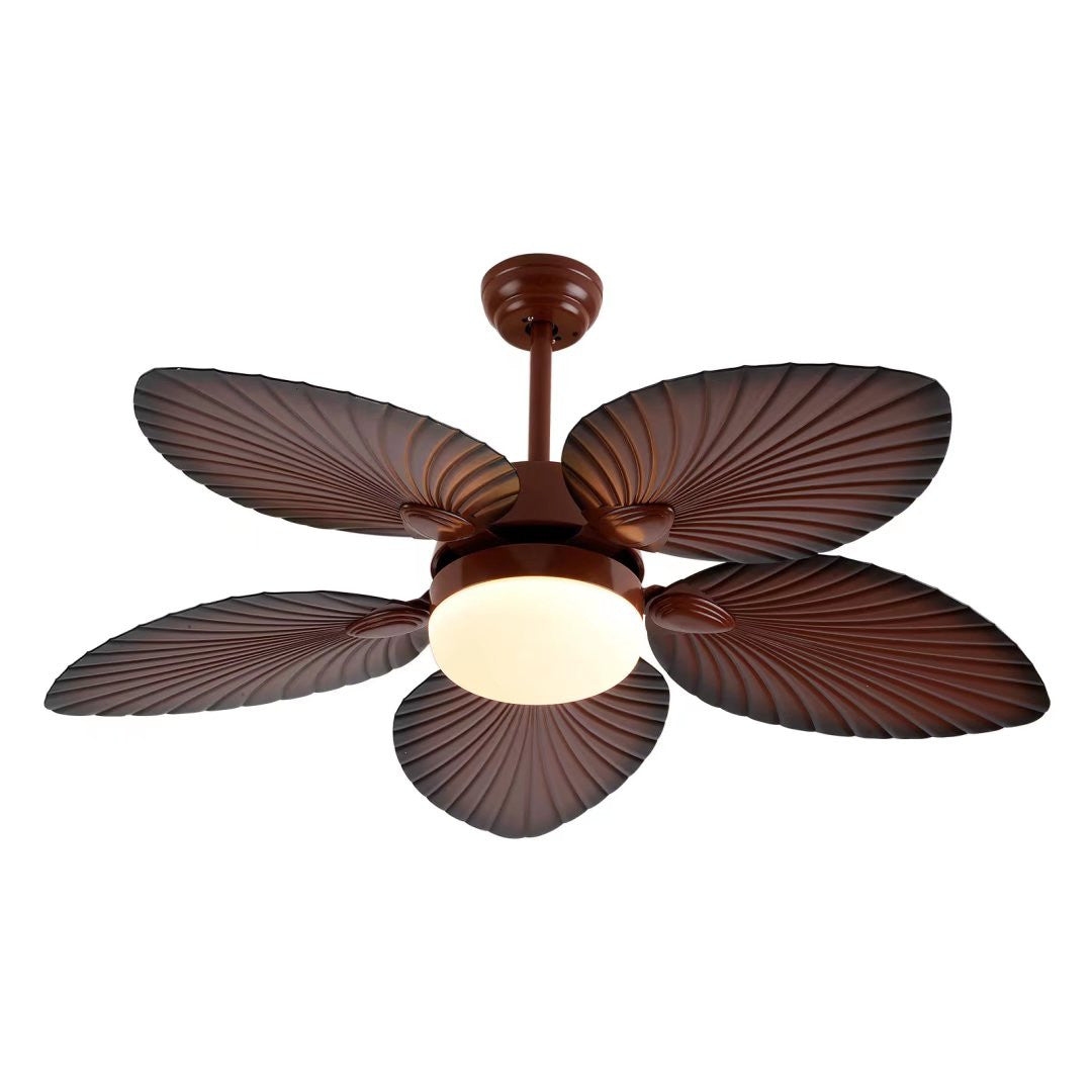 Brown Tropical Palm Metal Ceiling Lamp And Fan By Homeroots | Ceiling Lamps | Modishstore - 8