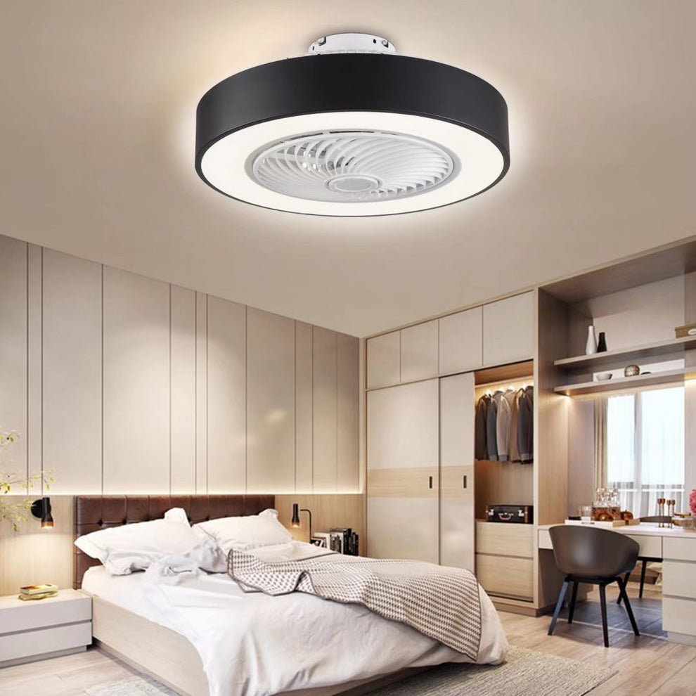 Black and White Mod Invisible Blade Ceiling Fan And Light By Homeroots | Ceiling Lamps | Modishstore - 3