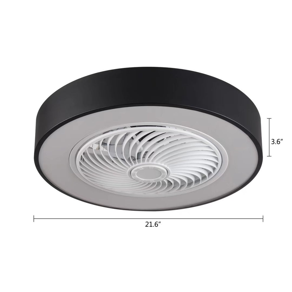 Black and White Mod Invisible Blade Ceiling Fan And Light By Homeroots | Ceiling Lamps | Modishstore - 7