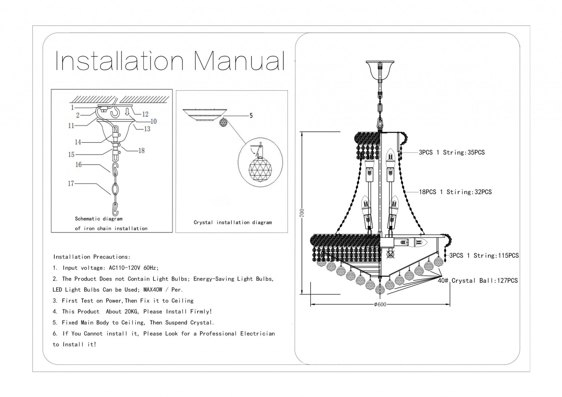 Contemporary White Faux Crystal Chandelier By Homeroots | Chandeliers | Modishstore - 7