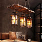 Rustic Wood and Metal Three Light Hanging Lantern Chandelier By Homeroots | Chandeliers | Modishstore