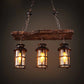 Rustic Wood and Metal Three Light Hanging Lantern Chandelier By Homeroots | Chandeliers | Modishstore - 2