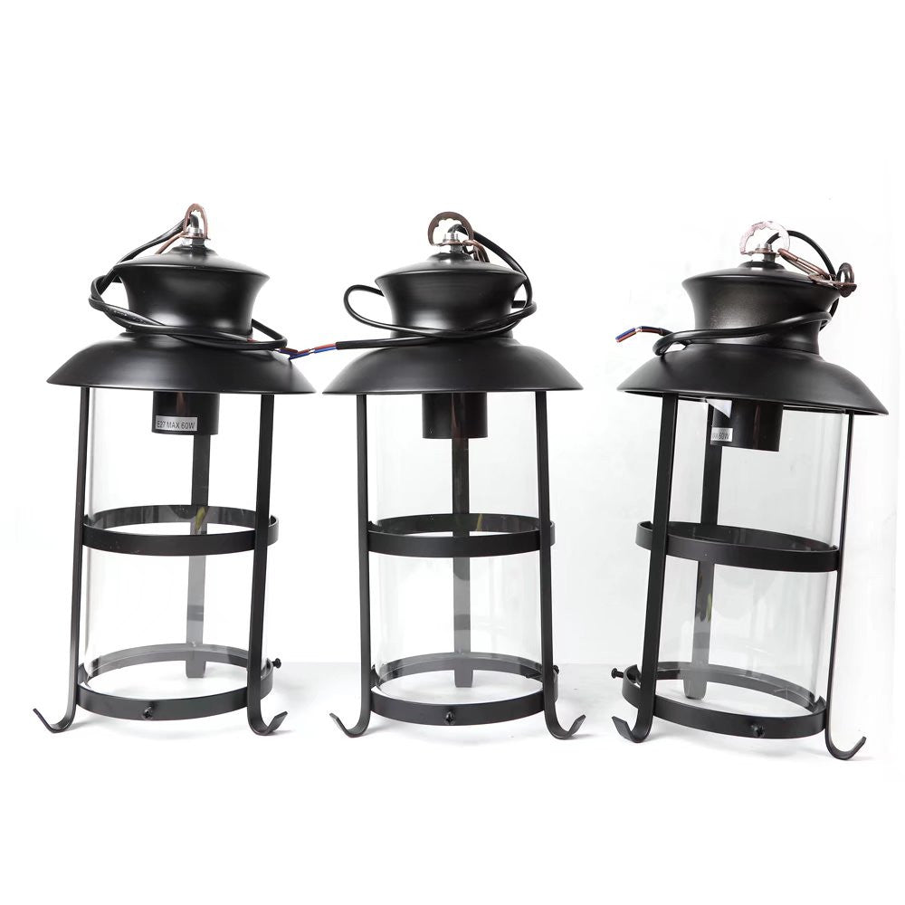 Rustic Wood and Metal Three Light Hanging Lantern Chandelier By Homeroots | Chandeliers | Modishstore - 7