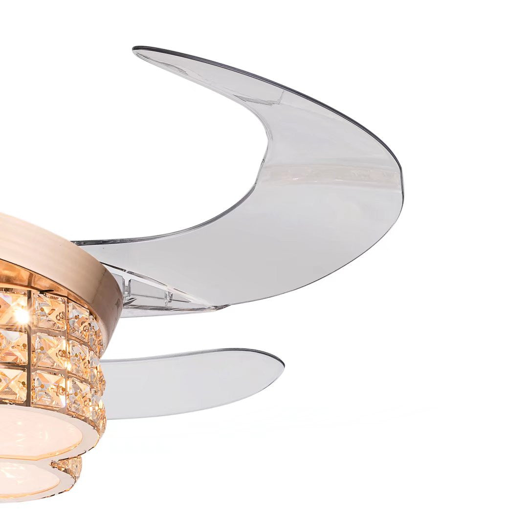 Gold Art Deco Glam Chandelier And Retractable Fan By Homeroots | Ceiling Lamps | Modishstore - 4