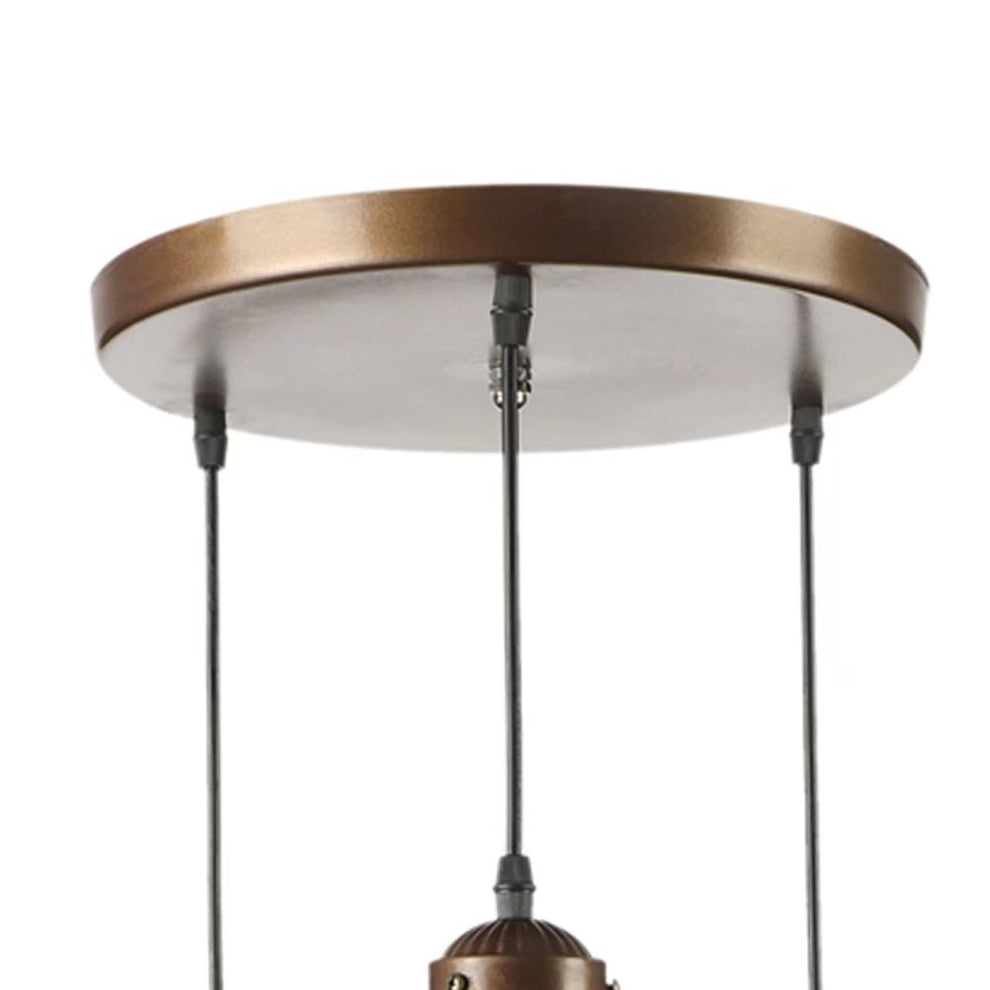 Brown Metal and Glass Star Geometric Hanging Lamp By Homeroots | Chandeliers | Modishstore - 8