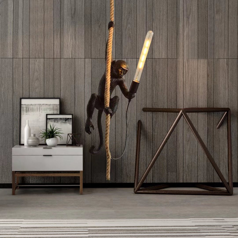 Hanging Monkey on a Rope Pendant Lamp By Homeroots | Pendant Lamps | Modishstore - 3