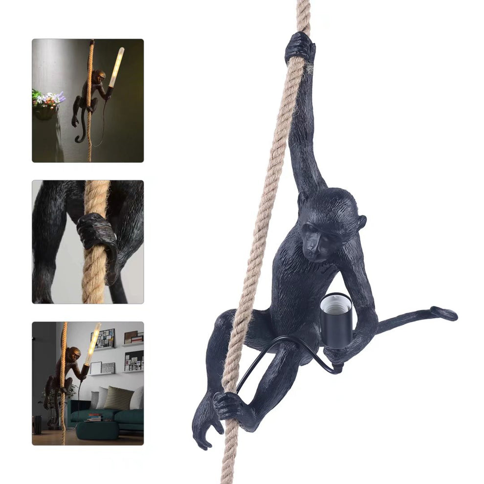 Hanging Monkey on a Rope Pendant Lamp By Homeroots | Pendant Lamps | Modishstore - 4
