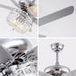 Silver And Faux Crystal Mod Chandelier Ceiling Fan By Homeroots | Ceiling Lamps | Modishstore - 6