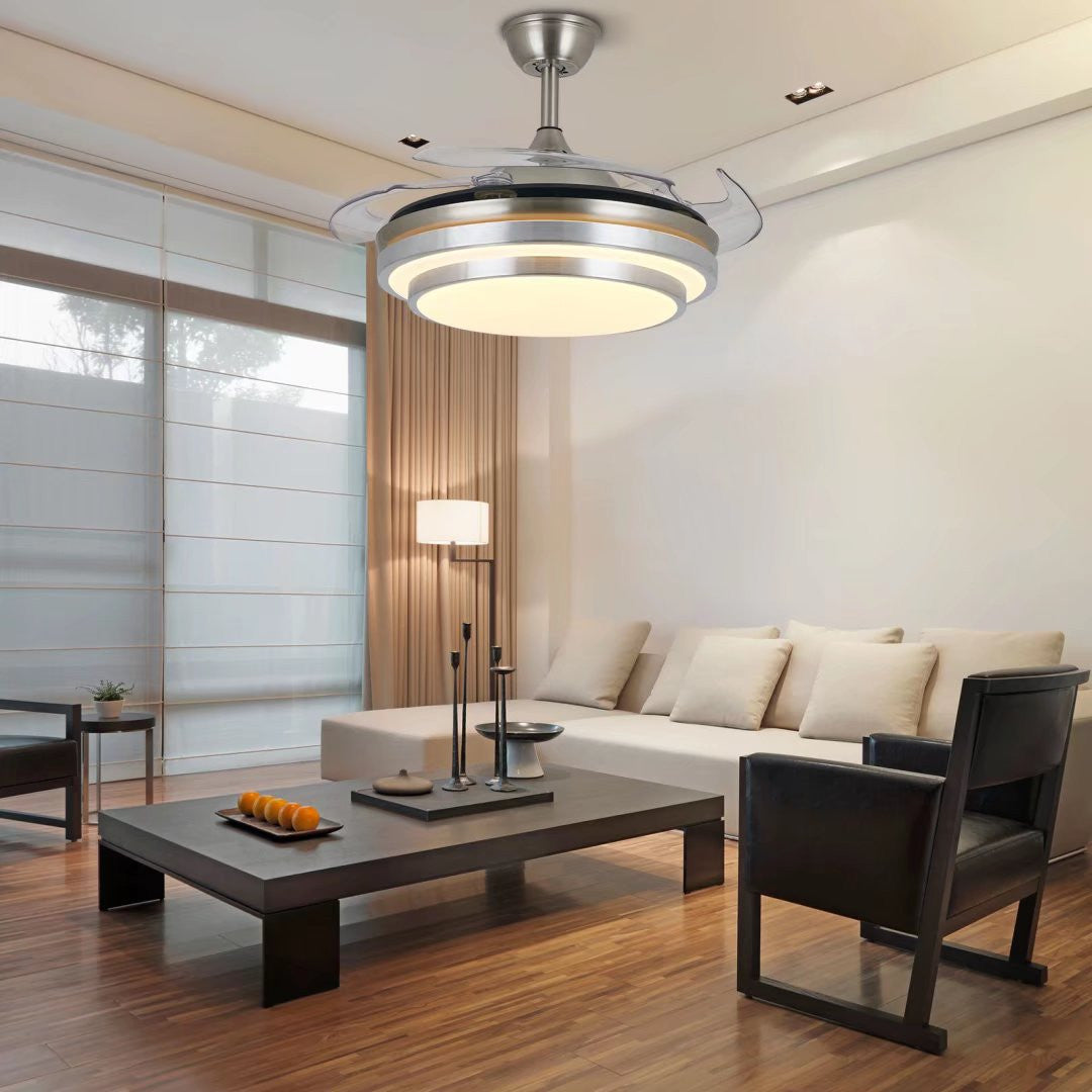 Silver Modern Fan And LED Ceiling Lamp By Homeroots | Ceiling Lamps | Modishstore