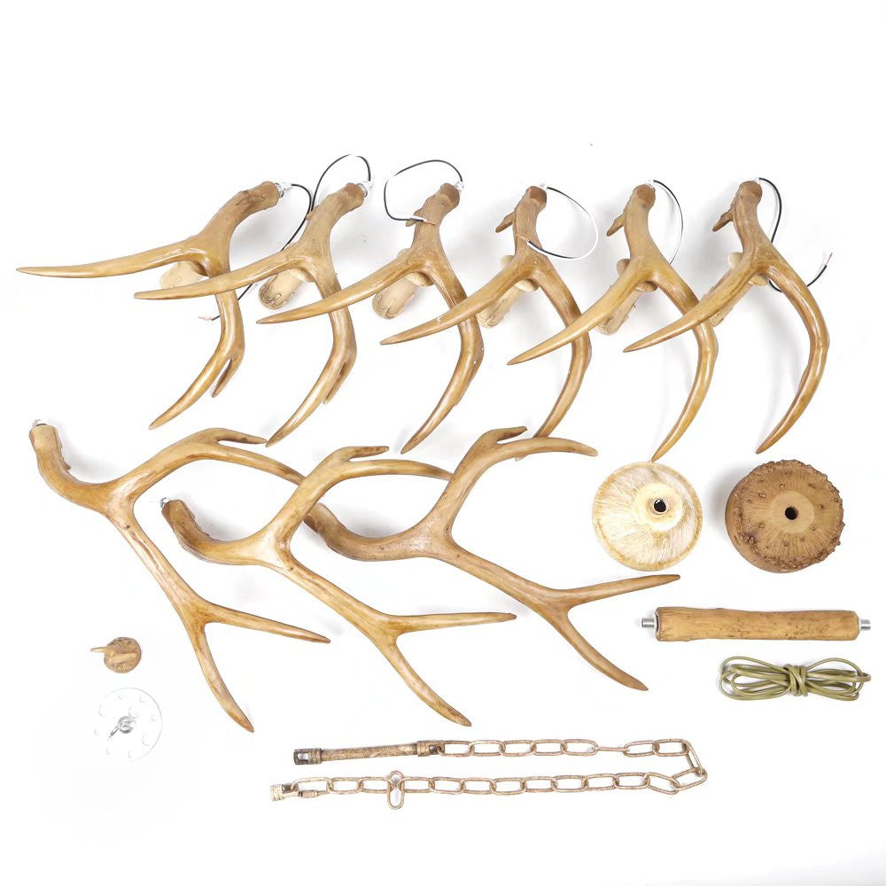 Brown Super Stag Faux Antlers Six Light LED Chandelier By Homeroots | Chandeliers | Modishstore - 7