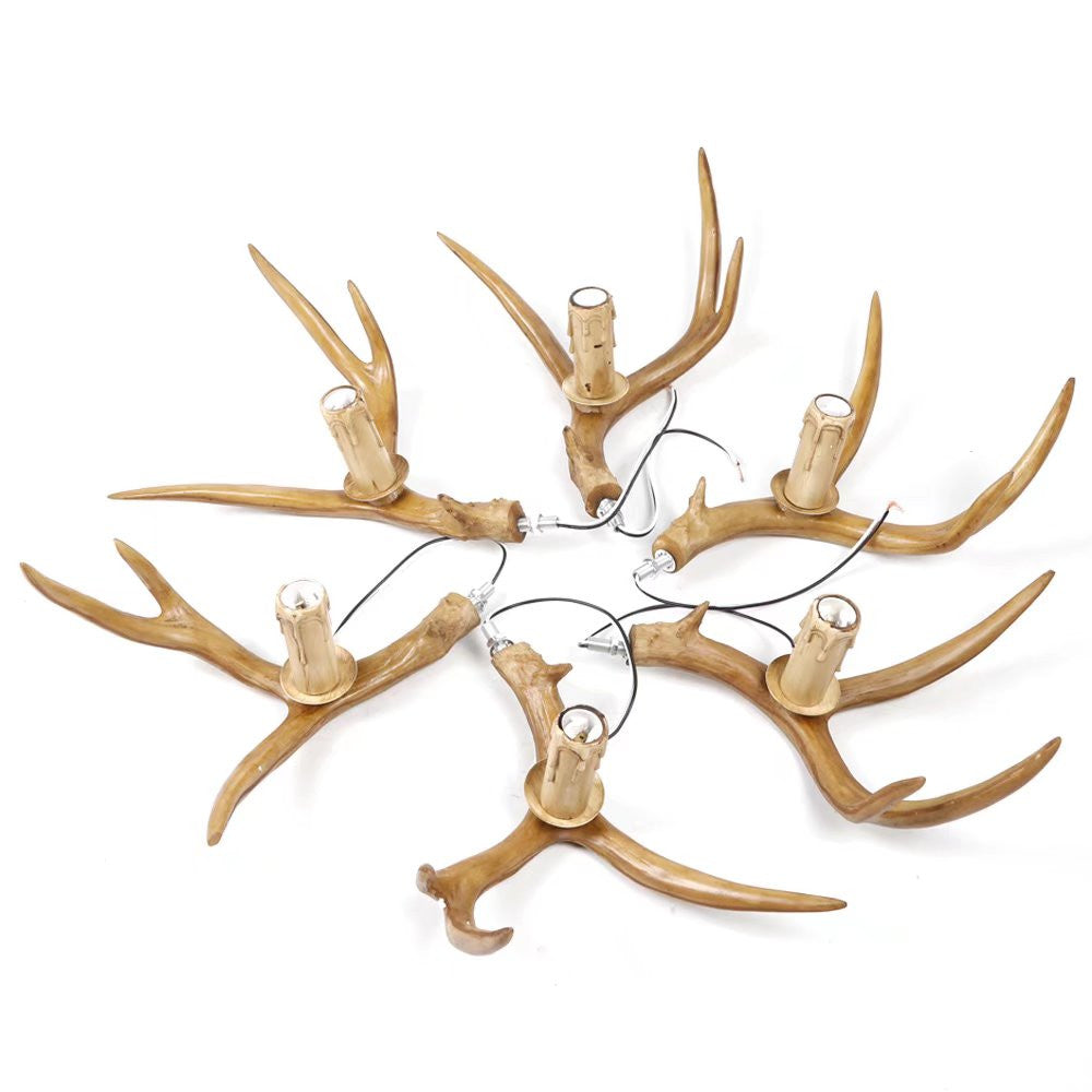Brown Super Stag Faux Antlers Six Light LED Chandelier By Homeroots | Chandeliers | Modishstore - 8