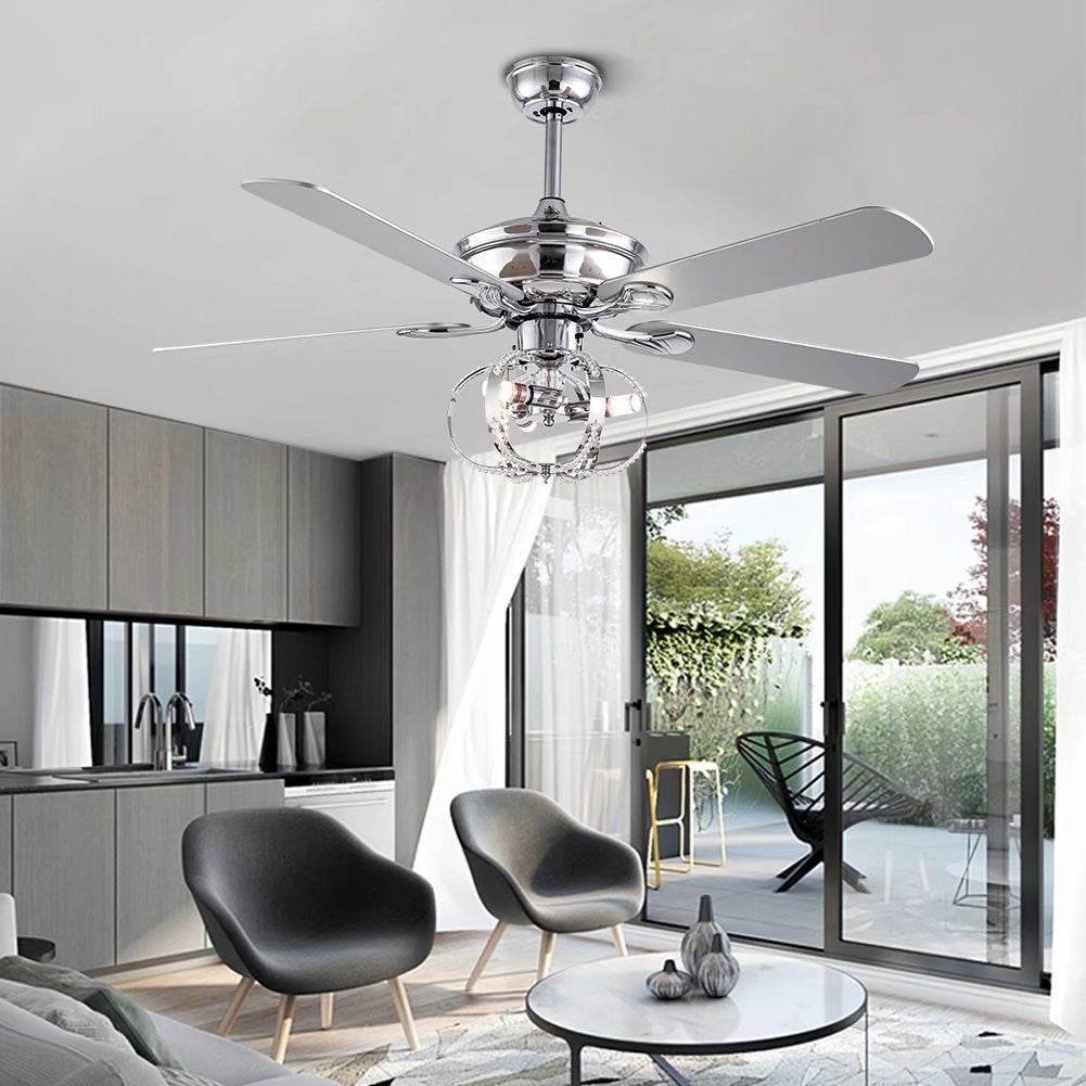 Modern Metal Chandelier Ceiling Fan By Homeroots | Ceiling Lamps | Modishstore - 3