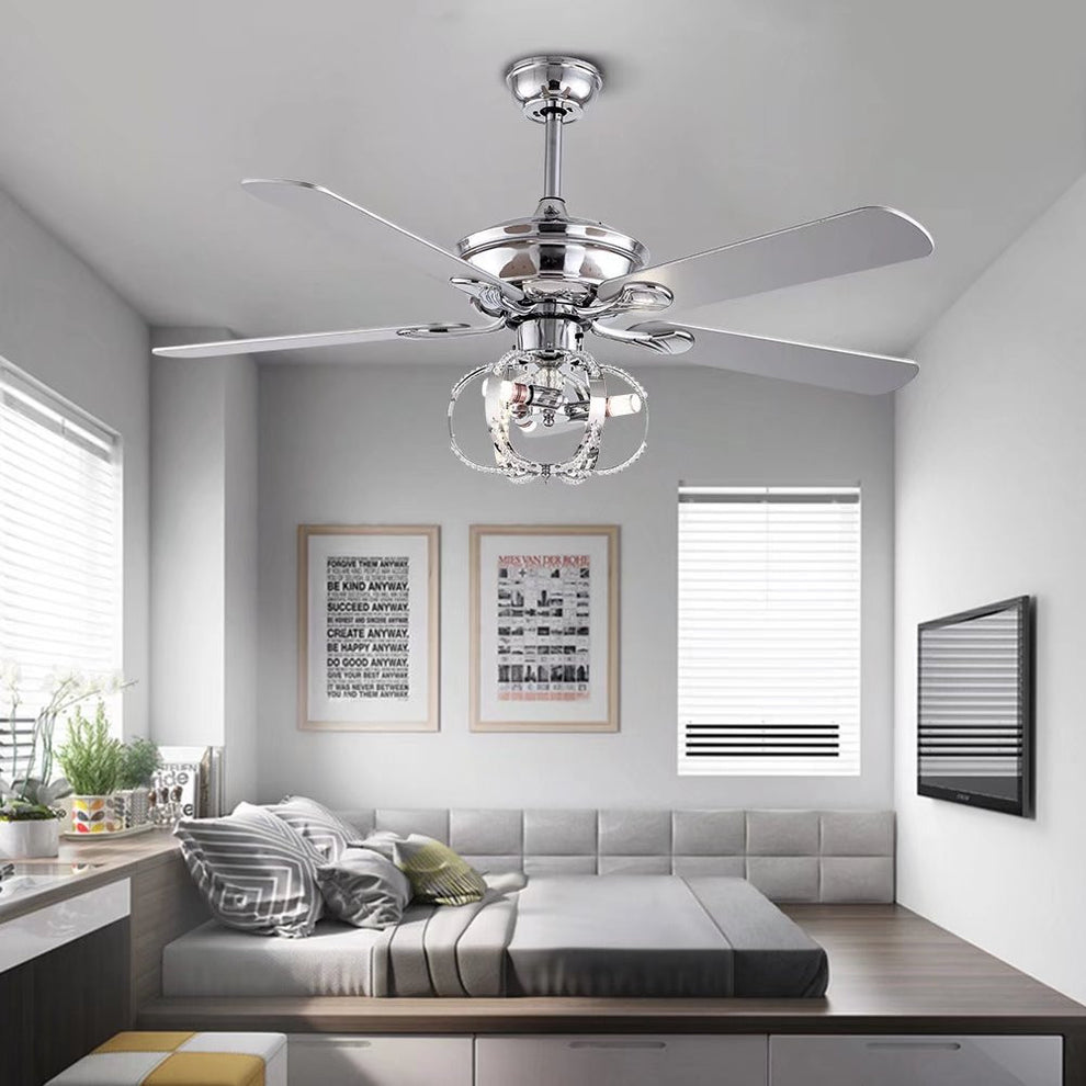 Modern Metal Chandelier Ceiling Fan By Homeroots | Ceiling Lamps | Modishstore - 4