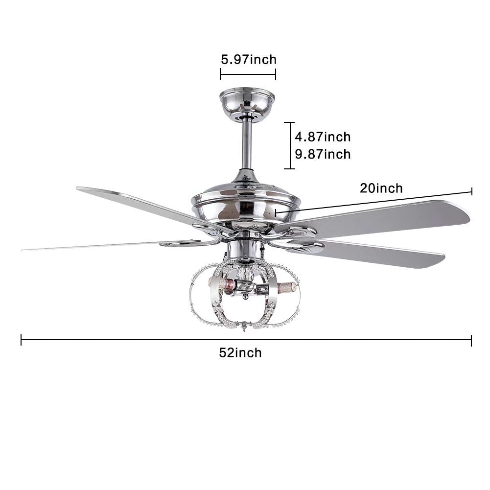 Modern Metal Chandelier Ceiling Fan By Homeroots | Ceiling Lamps | Modishstore - 7