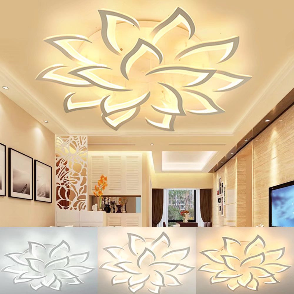White Contemporary Lotus Petal LED Ceiling Light By Homeroots | Chandeliers | Modishstore - 3