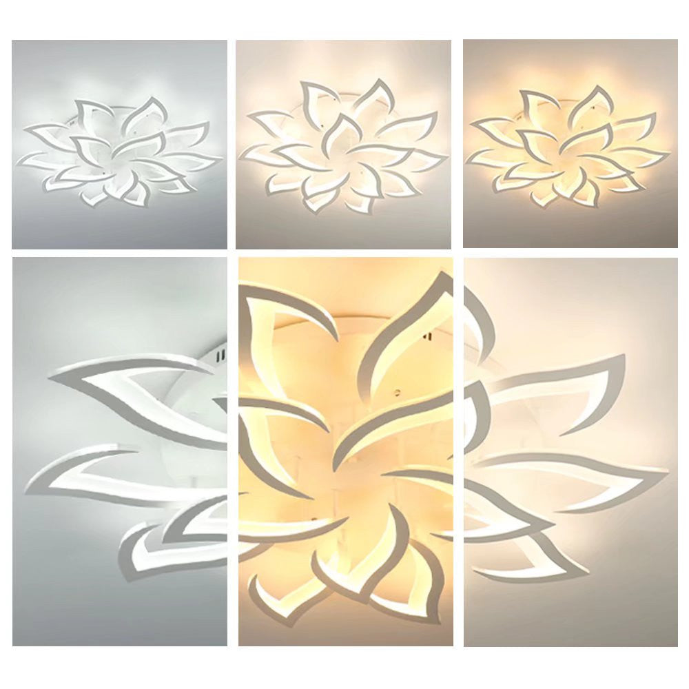 White Contemporary Lotus Petal LED Ceiling Light By Homeroots | Chandeliers | Modishstore - 6